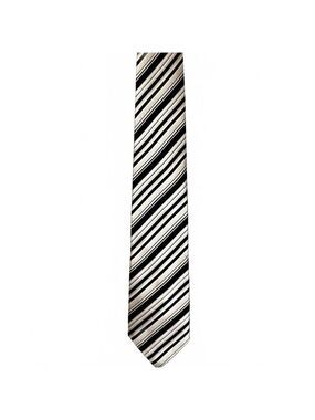 Ted Baker Knotted Collection Silk Tie Black Silver Diagonal Stripe 100% Silk